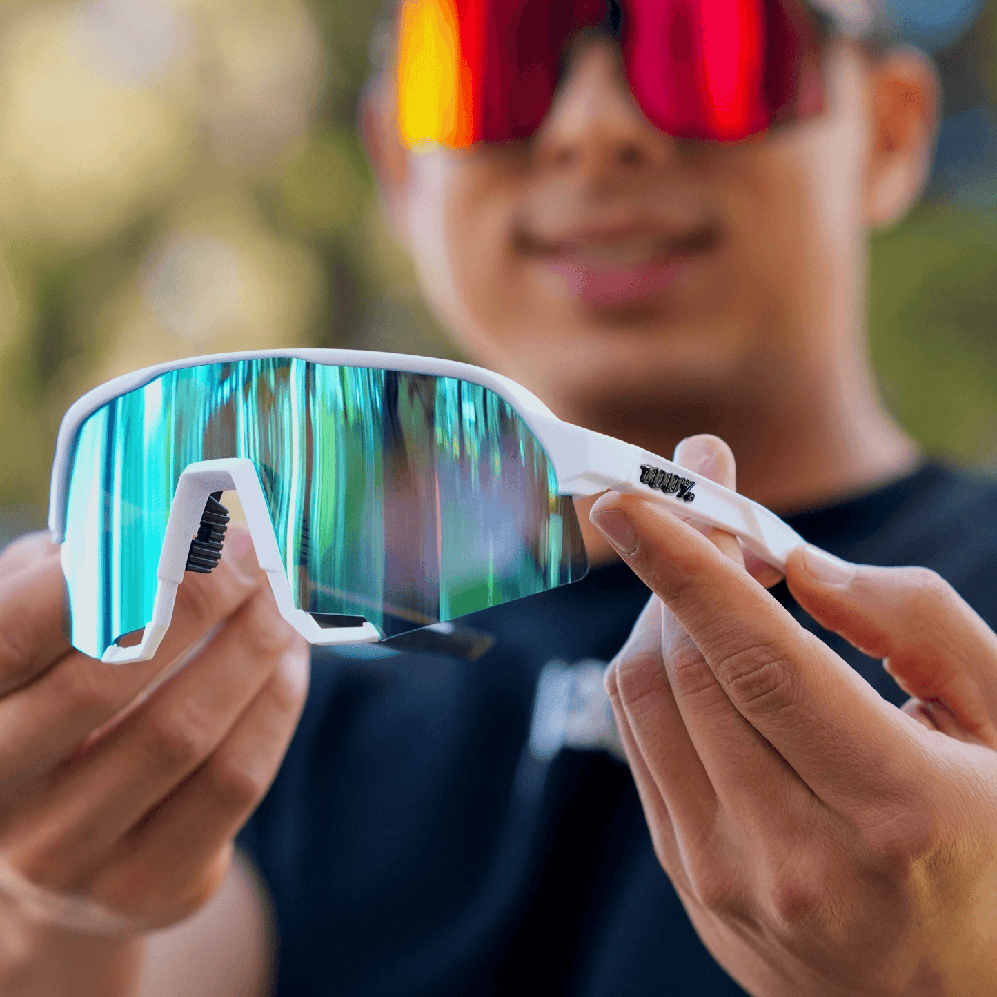 100% S3 BLANCA- VISOR AZUL AQUA